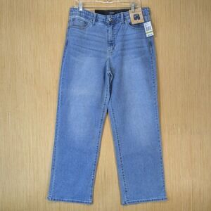 Curve Appeal High Rise Straight Leg Jeans Comfort Waist Blue Size 14/32 NWT